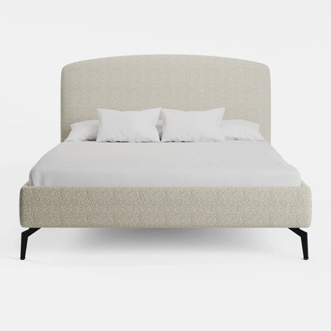 מיטה זוגית Maren בבוקלה עם גב מעוגל ורגלי מתכת