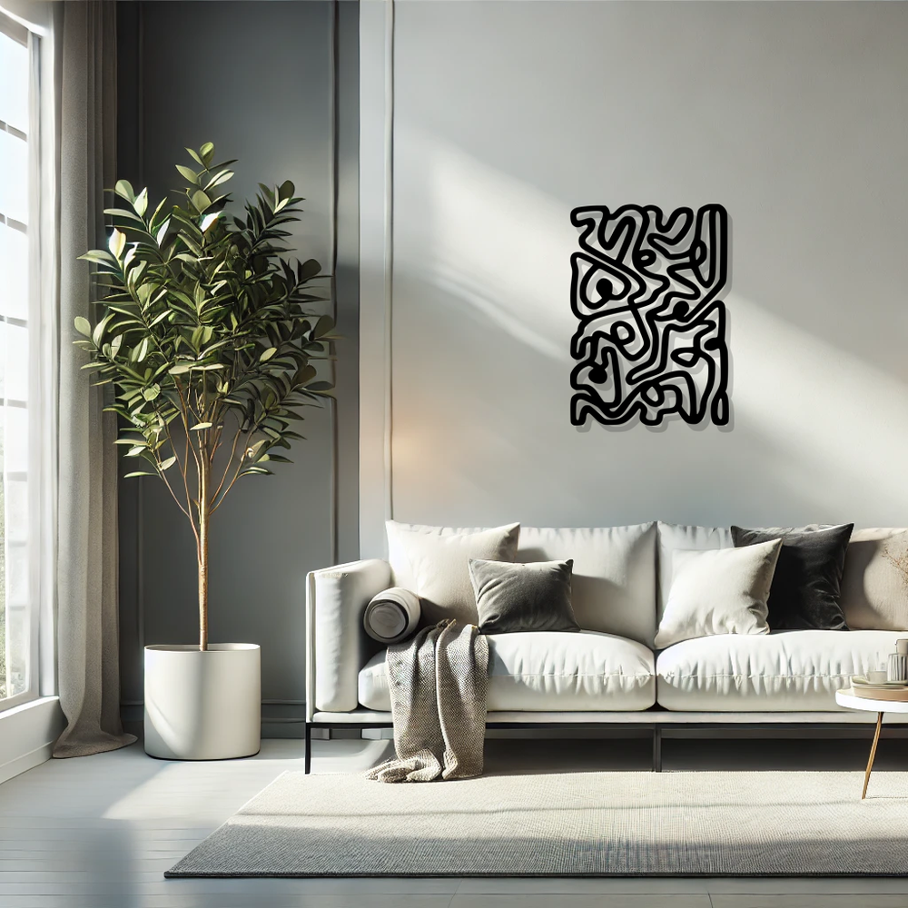 תמונת מתכת Skisse עיצוב מופשט עומק תלת-ממדי ומודרני