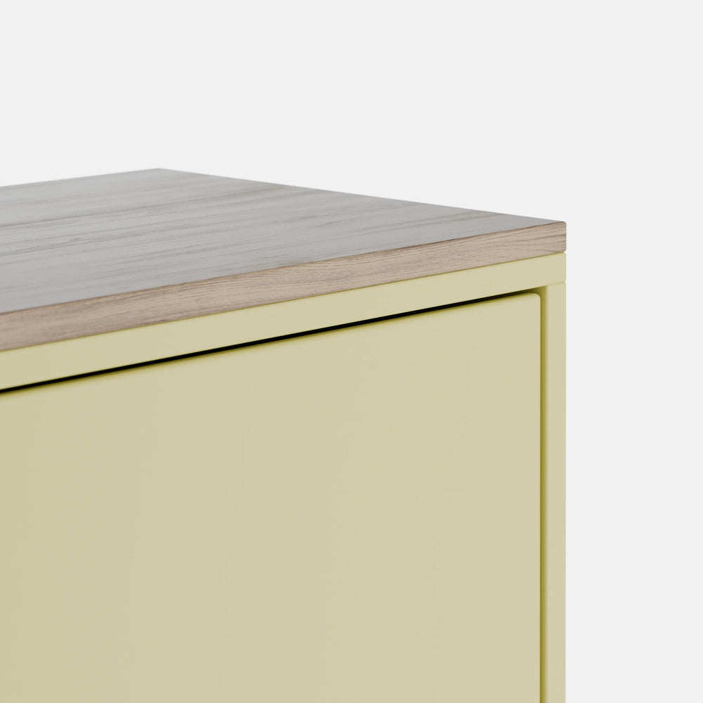 ארונית אחסון מודרנית Odyssey עם גוף בצבע אפוקסי, משטח פורניר ורגלי עץ מלא בסגנון סקנדינבי נקי | פוני סטייל