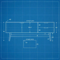 מזנון טלוויזיה סקנדינבי Oslo בגימור פורניר טבעי עם מגירות, דלתות ורגליים אלכסוניות