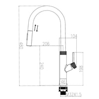 ברז מטבח נשלף Strom עם שני מצבי זרימה בעיצוב מודרני