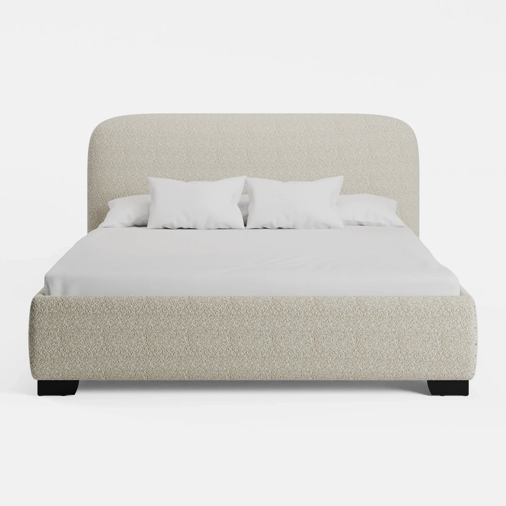 מיטה זוגית עם ארגז מצעים Thora PLUS בבוקלה עם גב מעוגל