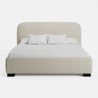 מיטה זוגית עם ארגז מצעים Thora PLUS בבוקלה עם גב מעוגל