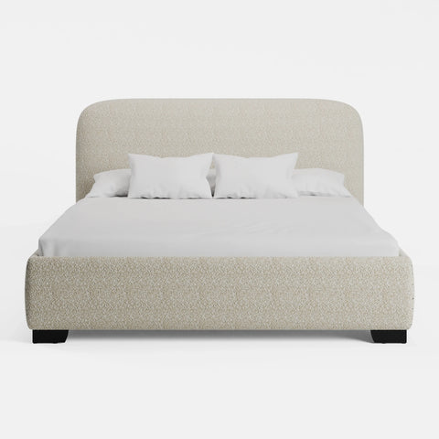 מיטה זוגית עם ארגז מצעים Thora PLUS בבוקלה עם גב מעוגל