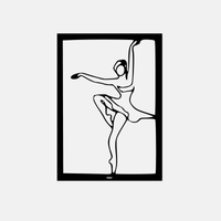 תמונת מתכת בלרינה Dans אפקט עומק בעיצוב קווי ומודרני