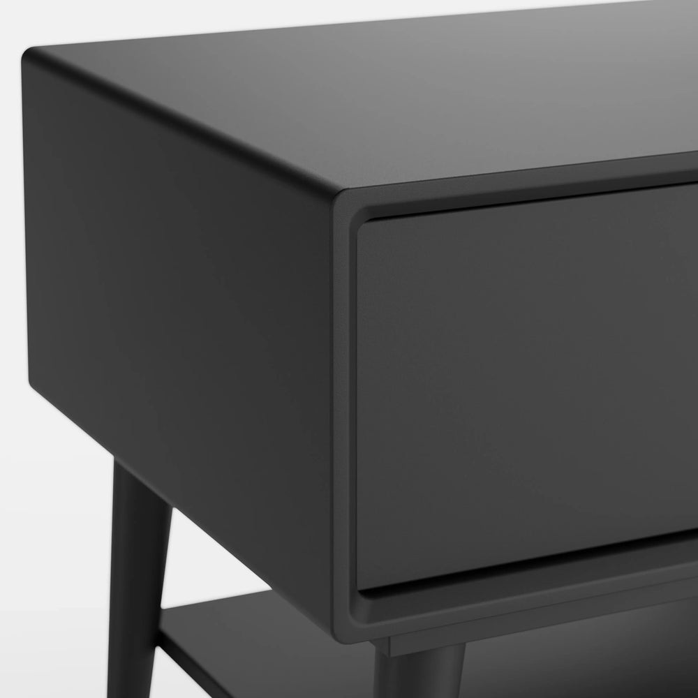 שידת לילה מודרנית Atomic עם מגירה, מדף תחתון ורגליים מחודדות בעיצוב מינימליסטי־עכשווי | פוני סטייל