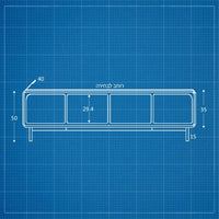 מזנון טלוויזיה מודרני Arc בגוון בהיר עם דלתות מעוגלות ורגליים דקות