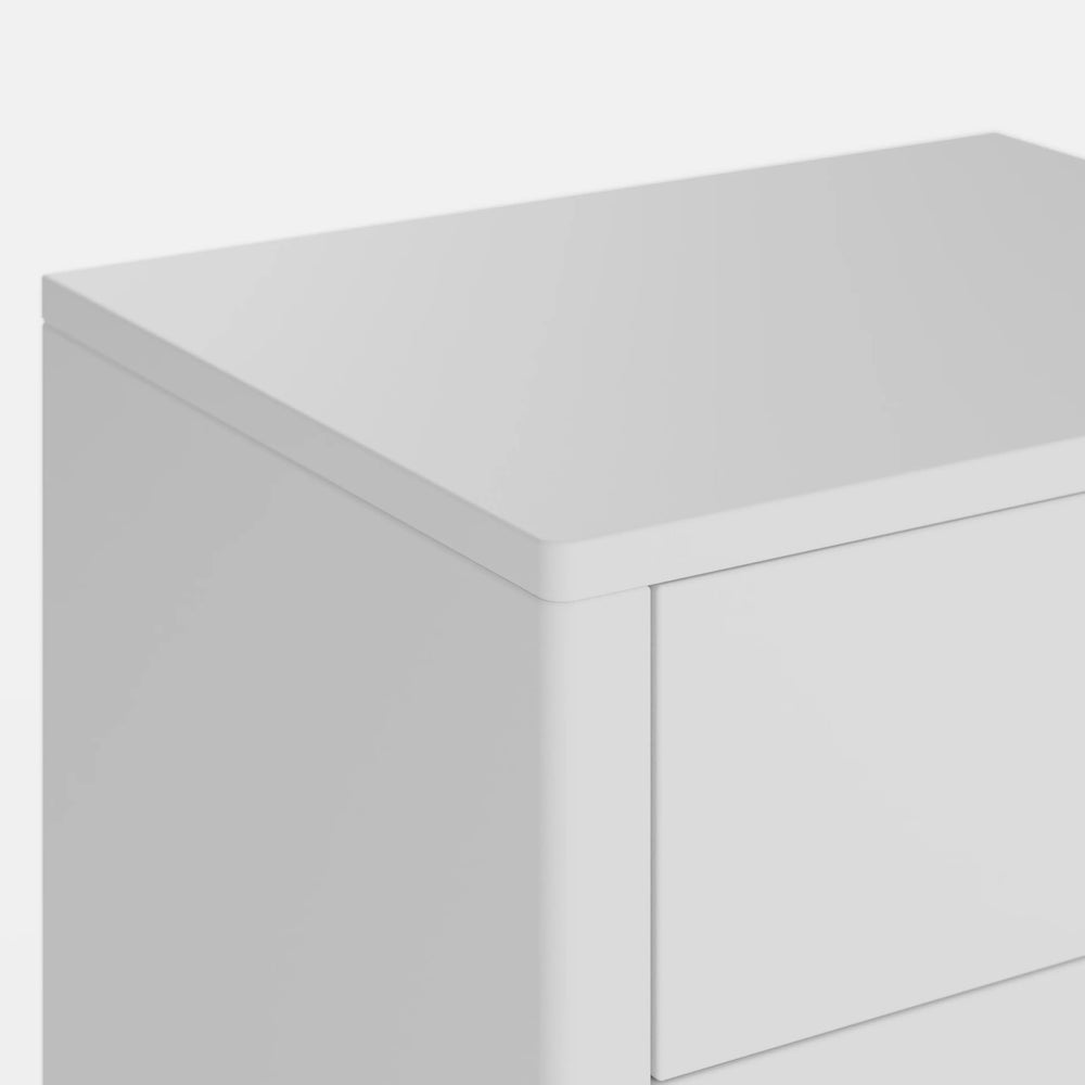 שידת לילה מודרנית Asenso עם מגירות פתיחה בלחיצה ורגלי עץ טבעי בעיצוב סקנדינבי נקי | פוני סטייל