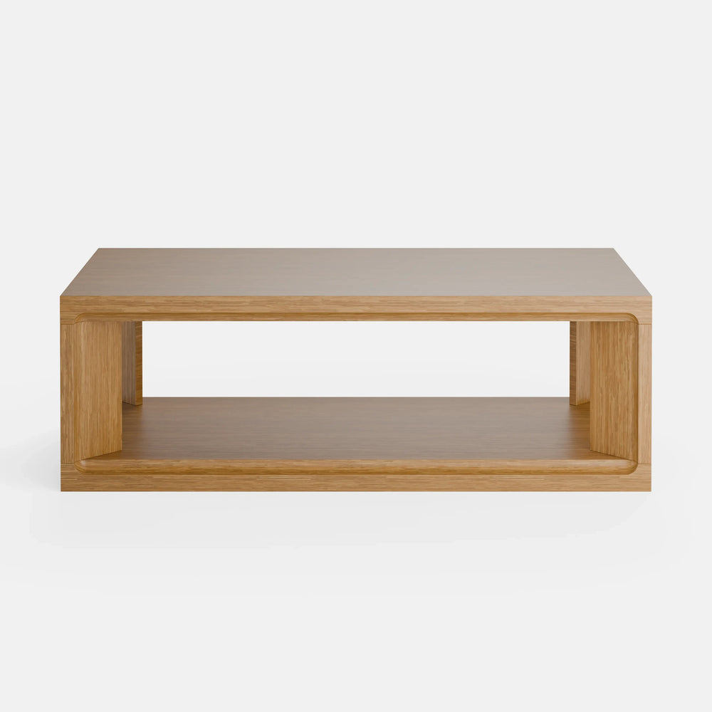 שולחן סלון מלבני Fleer בגימור פורניר אלון טבעי ועיצוב מינימליסטי | פוני סטייל