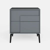 שידת לילה מודרנית Covert עם חזית גאומטרית, רגלי מתכת ועיצוב מינימליסטי־פיסולי | פוני סטייל