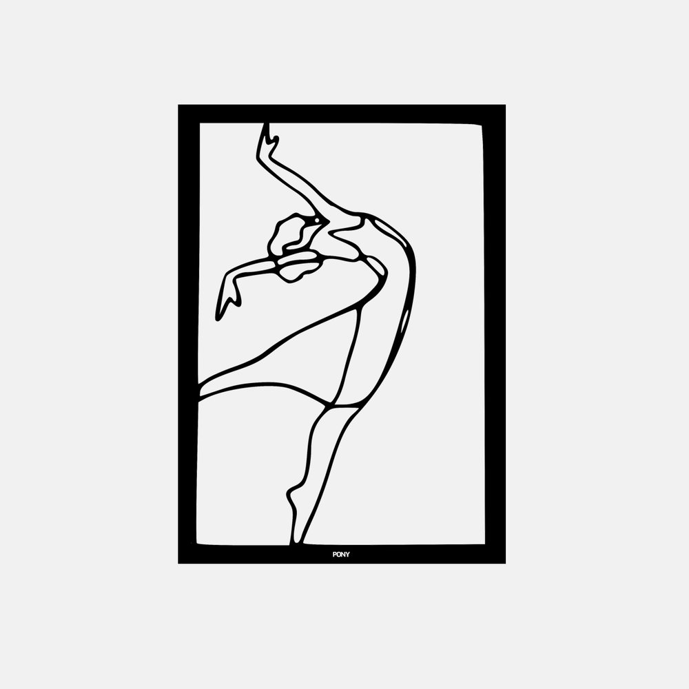 תמונת מתכת בלרינה Dans אפקט עומק בעיצוב קווי ומודרני