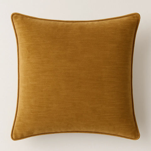 זוג כריות נוי בגוון חרדל זהוב מקטיפה