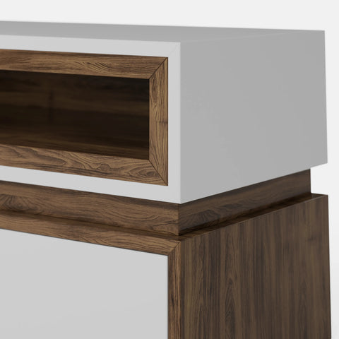 מזנון טלוויזיה מודרני Vega עם תא פתוח פורניר אגוז ומגירות בפתיחה בטאצ'