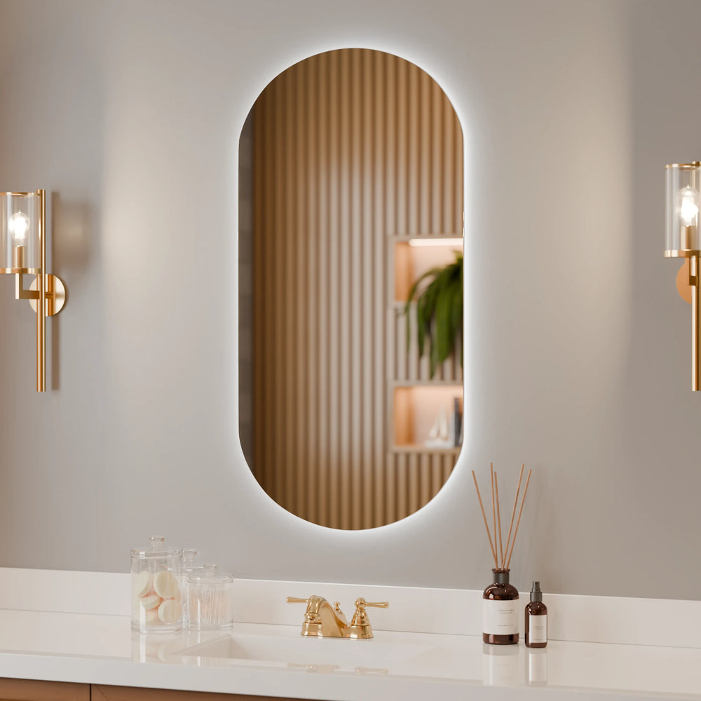 מראה לאמבטיה אובלית עם תאורת לד היקפית בעיצוב יוקרתי – דגם Holm