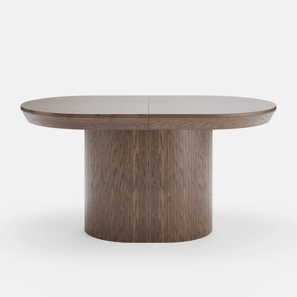 Ymir – שולחן אוכל אובלי נפתח עם רגל עץ מרכזית ומנגנון גרמני מתקדם