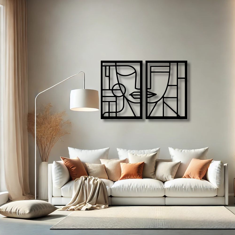 תמונת מתכת גיאומטרית Lykke אפקט עומק מעוצב