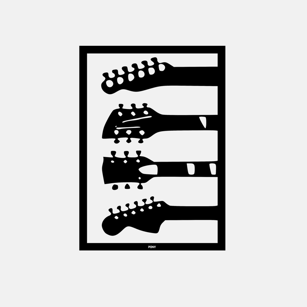 תמונת מתכת גיטרות Strang אפקט עומק בעיצוב מוזיקלי ומודרני