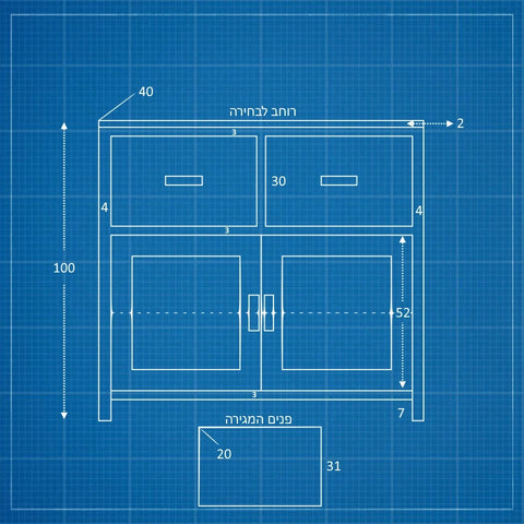 שידה כפרית Vilda Mini בגימור אפוקסי בהיר, פלטת עץ תעשייתי מחופה פורניר ורגלי עץ אלון טבעי | פוני סטייל