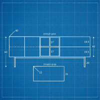 מזנון טלוויזיה מודרני Hav בעיצוב מינימליסטי עם כוורת פורניר אלון ורגלי מתכת