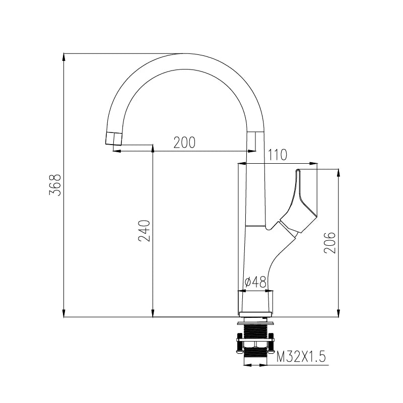 ברז פרח גבוה למטבח Flod עם פיה מסתובבת בעיצוב מודרני