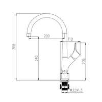 ברז פרח גבוה למטבח Flod עם פיה מסתובבת בעיצוב מודרני