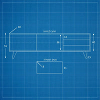 מזנון עץ לסלון Ludvig עם מגירות ודלתות בטאצ' בגימור פורניר טבעי ורגלי עץ מלא