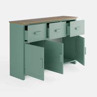 שידה כפרית Vilda בגימור אפוקסי ירקרק, פלטת עץ תעשייתי מחופה פורניר ורגלי עץ אלון טבעי | פוני סטייל