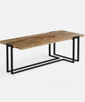 שולחן סלון מעץ מלא Workx עם פלטת אלון טבעי ובסיס ברזל שחור בעיצוב תעשייתי