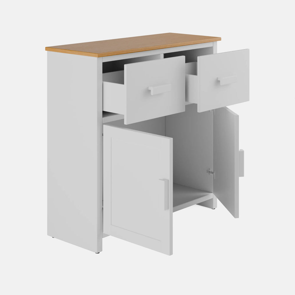 שידה כפרית Vilda Mini בגימור אפוקסי בהיר, פלטת עץ תעשייתי מחופה פורניר ורגלי עץ אלון טבעי | פוני סטייל