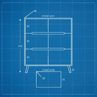 שידה סקנדינבית Sigrid עם 6 מגירות, פסי עץ אלון ורגליים מעץ מלא בגימור שחור | פוני סטייל