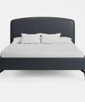 מיטה זוגית Ingrid בדמוי עור עם גב מעוגל ורגלי מתכת | שחור אלגנט