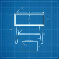 שידת לילה מודרנית Atomic עם מגירה, מדף תחתון ורגליים מחודדות בעיצוב מינימליסטי־עכשווי | פוני סטייל