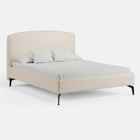 מיטה זוגית Ingrid בדמוי עור עם גב מעוגל ורגלי מתכת | שמנת מוקה