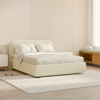 מיטה זוגית עם ארגז מצעים Thora PLUS בבוקלה עם גב מעוגל