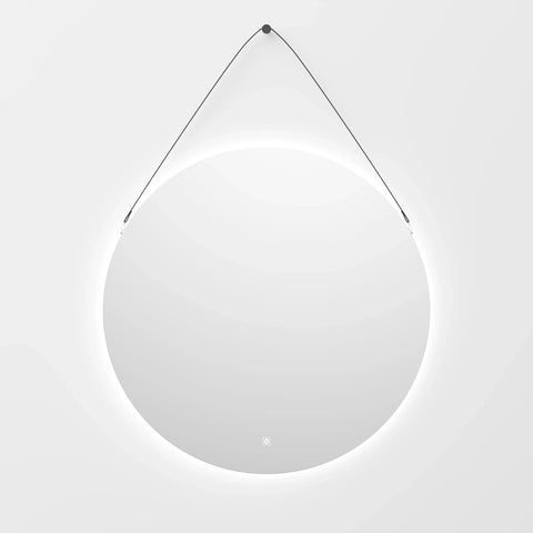 מראה לאמבטיה עגולה עם תאורת לד ורצועת תלייה – דגם Blik