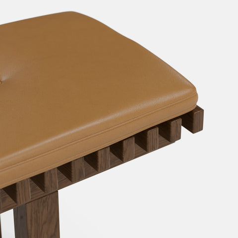 ספסל עץ מעוצב עם כריות דמוי עור - Frigga