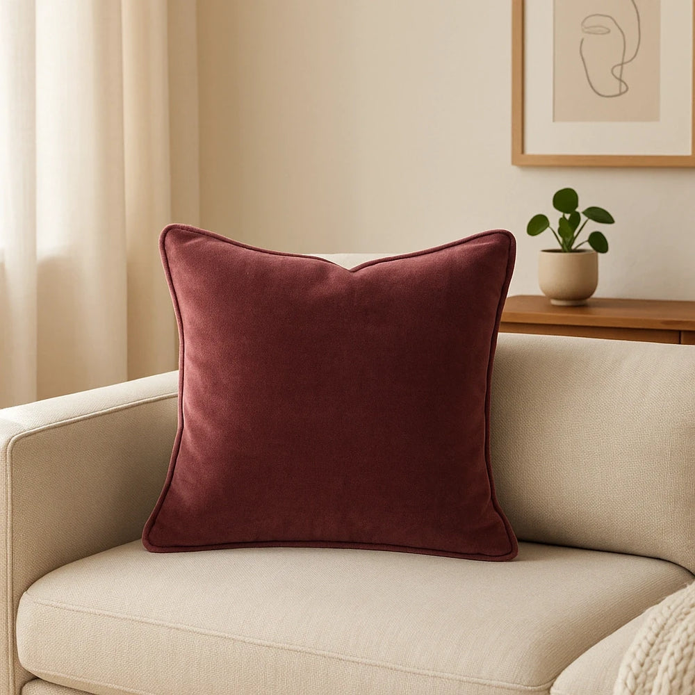 זוג כריות נוי בגוון יין עמוק מקטיפה