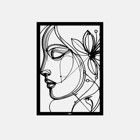 תמונת מתכת אישה ופרח Blom חיתוך לייזר אומנותי