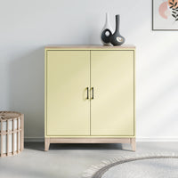 ארונית אחסון מודרנית Odyssey עם גוף בצבע אפוקסי, משטח פורניר ורגלי עץ מלא בסגנון סקנדינבי נקי | פוני סטייל