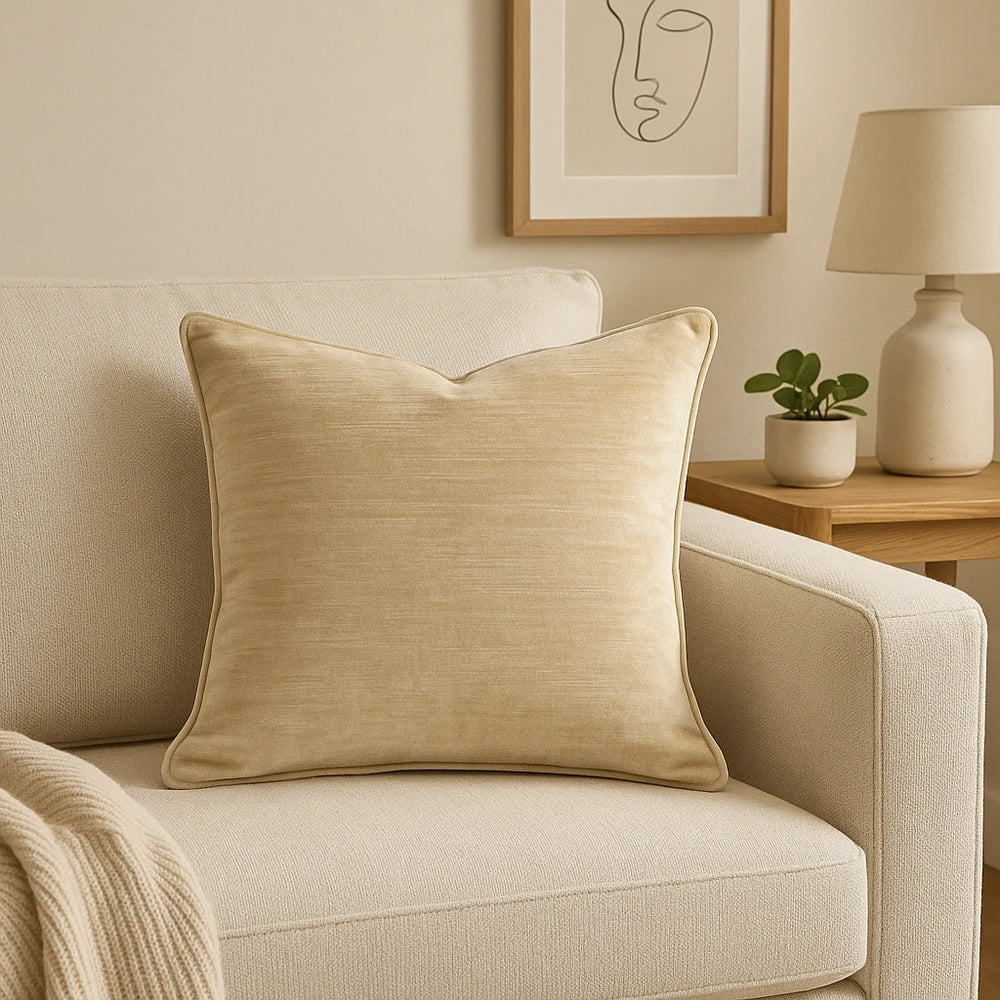 זוג כריות נוי בגוון בז’-סהרה מקטיפה