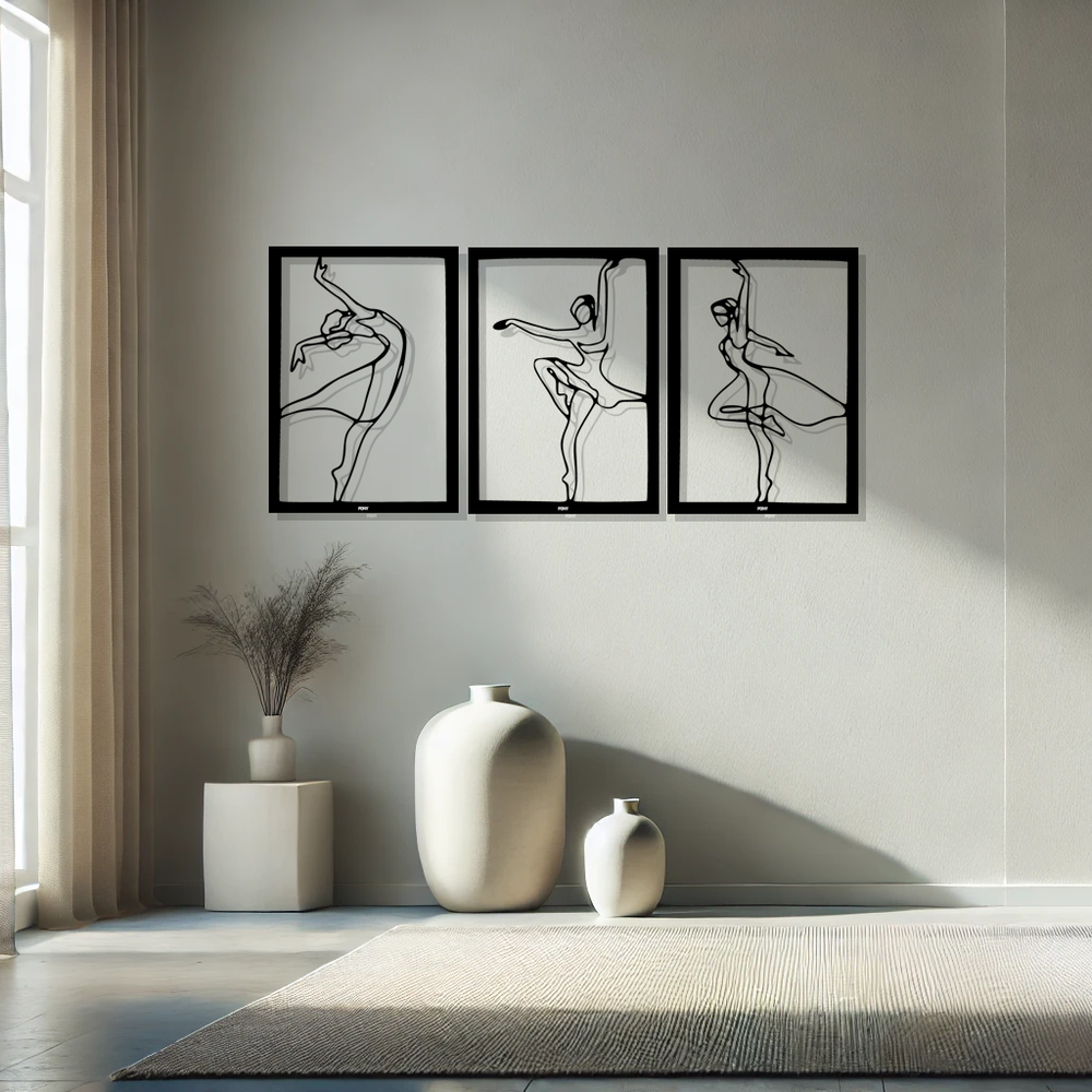 תמונת מתכת בלרינה Dans אפקט עומק בעיצוב קווי ומודרני