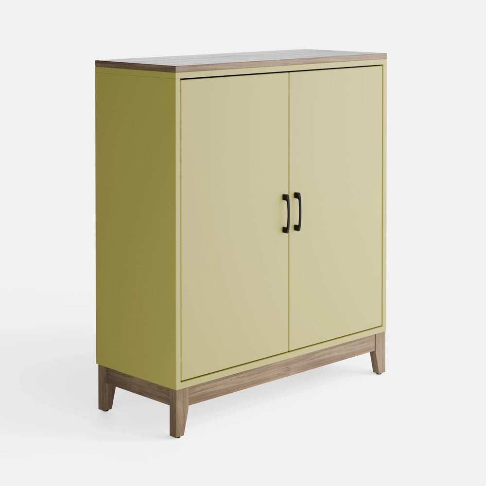 ארונית אחסון מודרנית Odyssey עם גוף בצבע אפוקסי, משטח פורניר ורגלי עץ מלא בסגנון סקנדינבי נקי | פוני סטייל