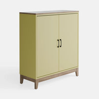 ארונית אחסון מודרנית Odyssey עם גוף בצבע אפוקסי, משטח פורניר ורגלי עץ מלא בסגנון סקנדינבי נקי | פוני סטייל