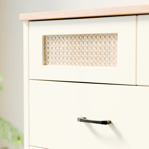 שידת מגירות בוהו שיק Plush עם 16 תאים, חזיתות ראטן ורגלי עץ מלא | פוני סטייל