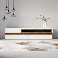 מזנון טלוויזיה מודרני Vega עם תא פתוח פורניר אגוז ומגירות בפתיחה בטאצ'