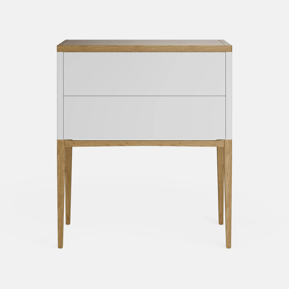 קונסולה מעוצבת Hvit עם מגירות טאץ', רגלי עץ מלא ופלטת פורניר בעיצוב סקנדינבי נקי | פוני סטייל