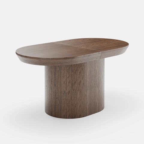 Ymir – שולחן אוכל אובלי נפתח עם רגל עץ מרכזית ומנגנון גרמני מתקדם