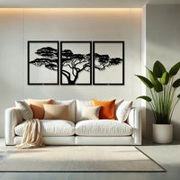 תמונת מתכת Vigdis – עיצוב אומנותי של עץ בקווים טבעיים, עשוי ברזל מגולוון עם גימור יוקרתי.