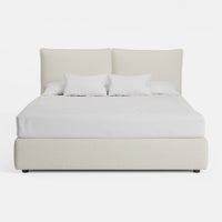 מיטה זוגית עם ארגז מצעים Loke PLUS באריג נקי עם גב גבוה