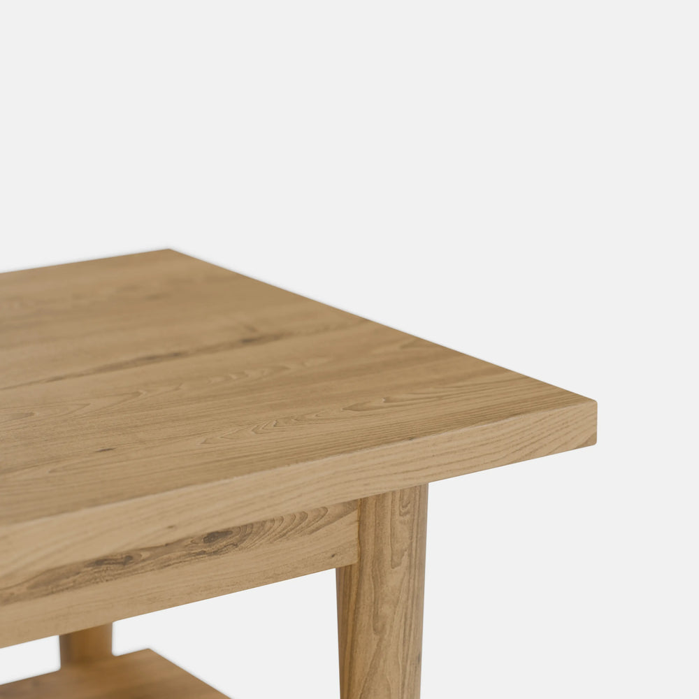 ספסל אחסון מעץ אלון מלא עם מדף פתוח - Fiazo